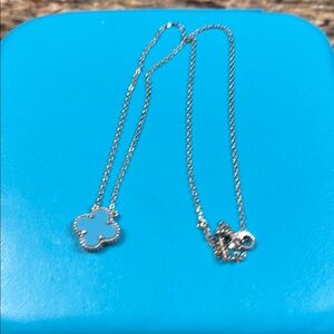 Turquoise Motif Sterling Silver Leaf Clover Pendant Necklace